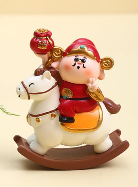 马年招财公仔摆件财神马上有钱办公室桌面装饰创意小礼品送同事