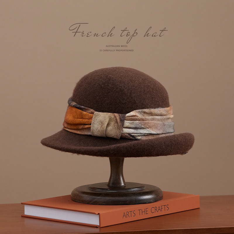 隽永艺术-进口澳洲混纺美丽诺羊毛法式盆帽优雅礼帽渔夫帽秋冬女,淘宝优惠券,粉丝福利购,淘宝优惠卷