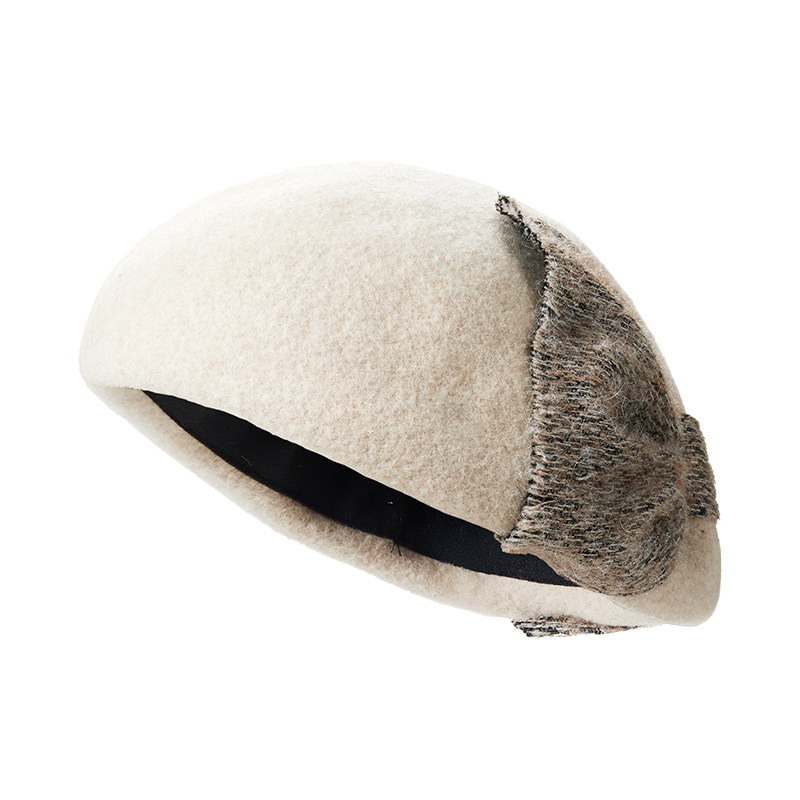 Lagur＜日系温婉如初＞花苞大版全羊毛蝴蝶结贝雷帽女生冬毛线帽,淘宝优惠券,粉丝福利购,淘宝优惠卷