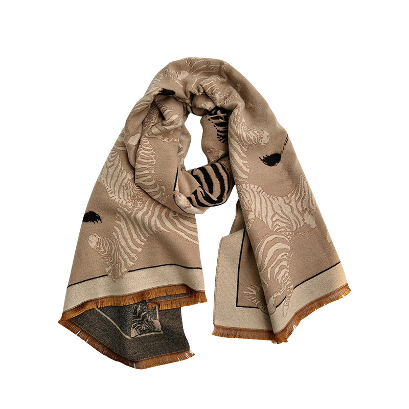 野性波西米亚风斑马纹橙色披肩女秋冬出游百搭多功能保暖围巾双面,淘宝优惠券,粉丝福利购,淘宝优惠卷