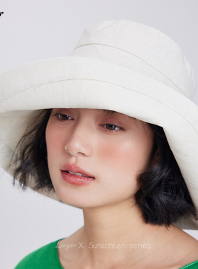 lagur棉麻可折叠防晒帽大帽檐女