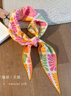 数码印花热带风女士真丝三角围巾