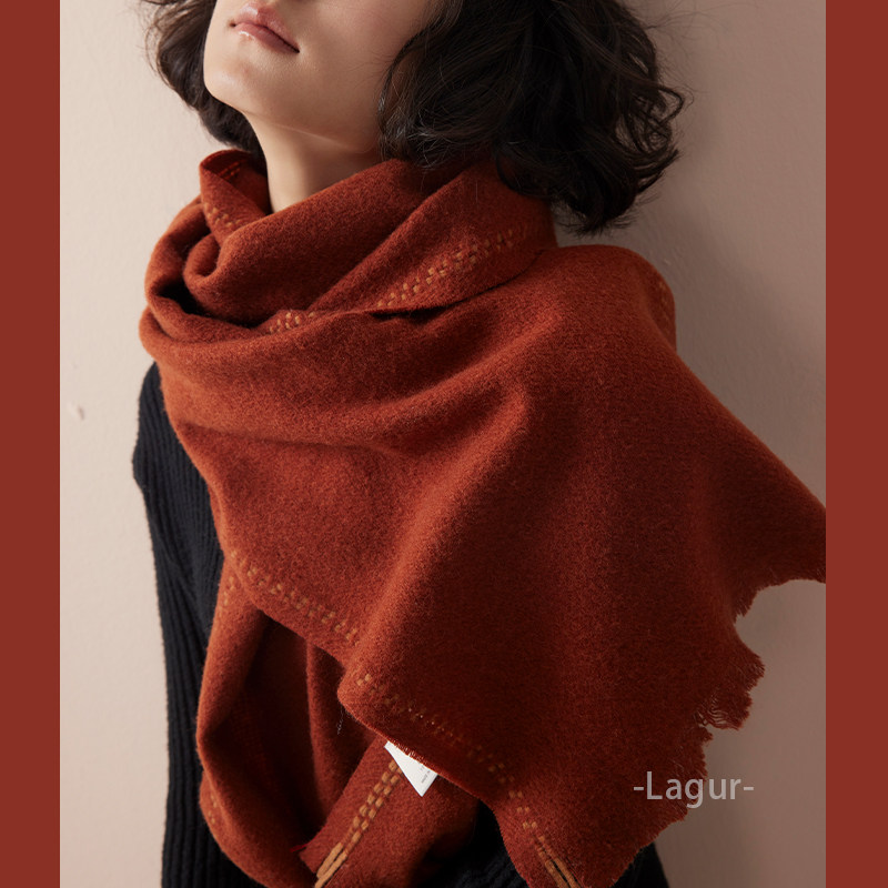 温柔奶色系！手工穿线加厚加大100%羊毛围巾披肩两用高级感女冬季,淘宝优惠券,粉丝福利购,淘宝优惠卷