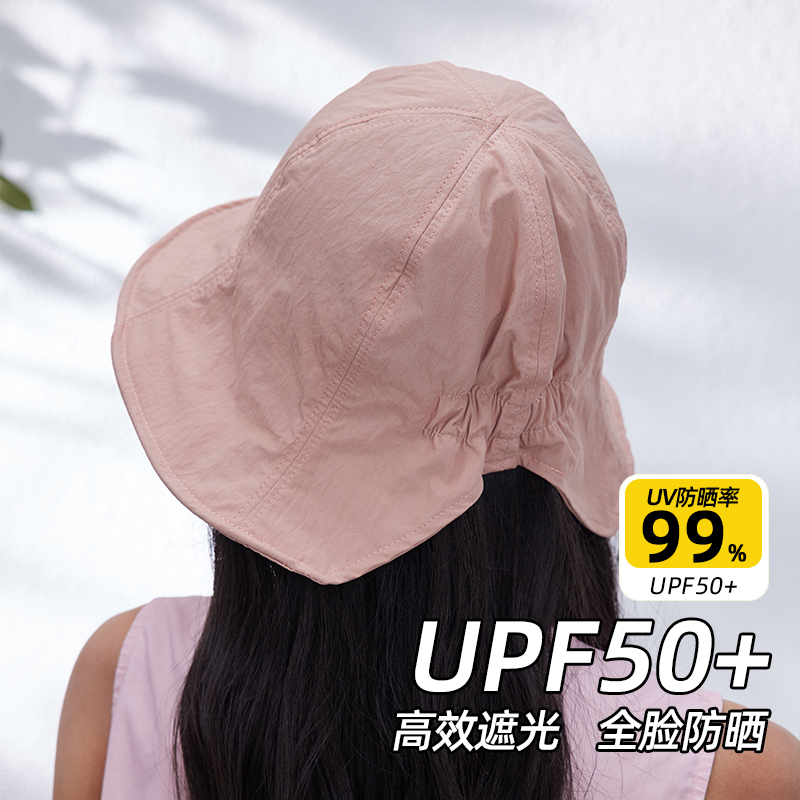 UPF50+随心戴丨日本uv燕尾减龄渔夫帽女夏遮阳防晒帽速干透气盆帽-图0