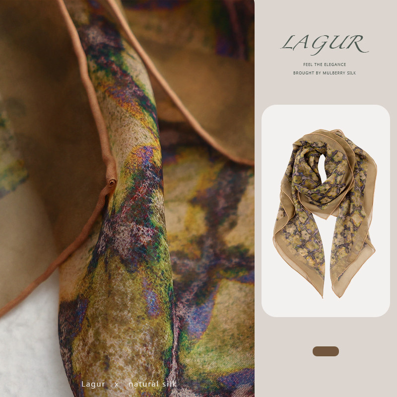 幸运四叶草丨植物染薯莨雪纺纱桑蚕丝真丝丝巾方巾围脖披肩围巾女,淘宝优惠券,粉丝福利购,淘宝优惠卷