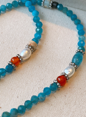 XMR蓝色串珠磷灰石项链