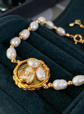 XMRACC宫廷复古淡水珍珠花朵手链