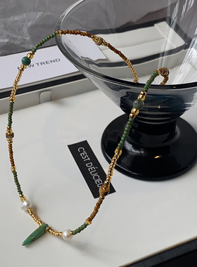 XMR新中式复古孔雀石项链