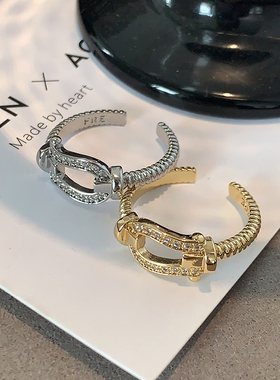 XMR法式小香风金属马蹄扣戒指女