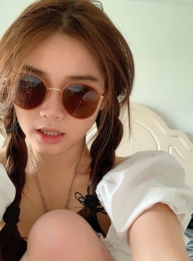 墨镜茶色ins韩版圆脸太阳镜