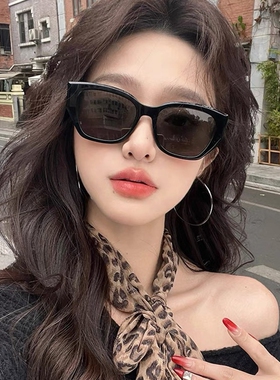 孙千同款复古猫眼大框墨镜女高级感简约时尚2025新款方圆脸太阳镜