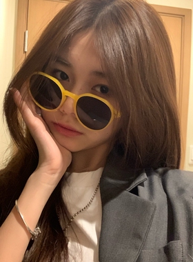 墨镜韩国原宿果冻色圆形太阳镜