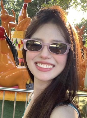 韩系千禧辣妹Y2K粉色太阳镜女圆脸显瘦街拍个性防紫外线偏光墨镜