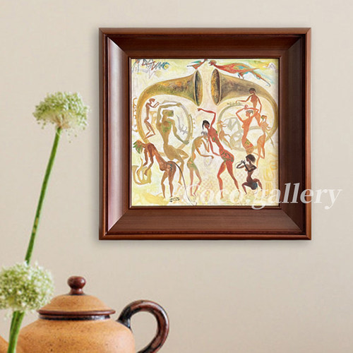 可可的画廊中古风古典抽象人物混搭风格高级感实木画框背景墙挂画 - 图2