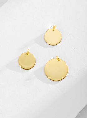 925纯银吊牌 银片定制LOGO个性创意挂件圆形光面吊坠diy饰品配件