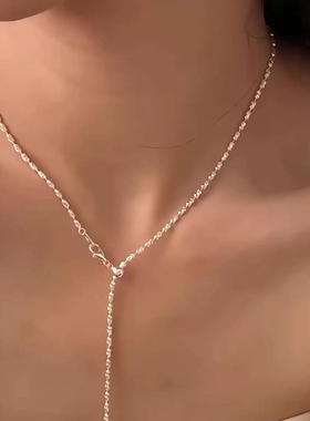 韩国东大门新款项饰品S925纯银圆珠可调节长款夏季锁骨链