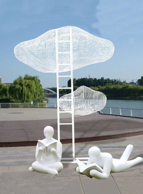 渤言雕塑不锈钢云朵雕塑园林摆件