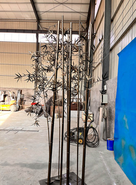 渤言雕塑不锈钢动物园金属竹子