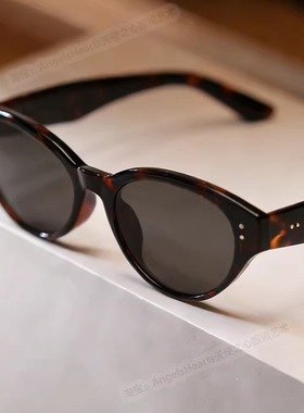 猫眼墨镜女2025新款高级感显脸小有带度数豹纹玳瑁色眼镜旅游拍照