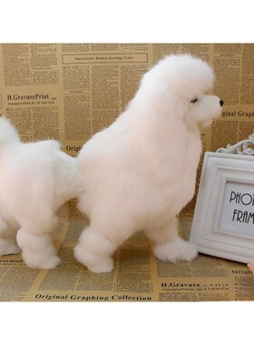 仿真贵妇犬狗贵宾犬兔皮毛工艺品