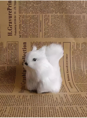 仿真白松鼠小摆件皮毛工艺品