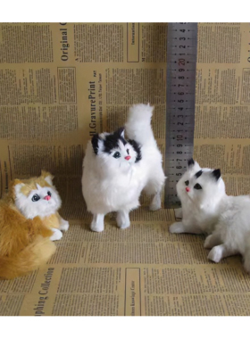 仿真猫咪白猫皮毛工艺品摆件