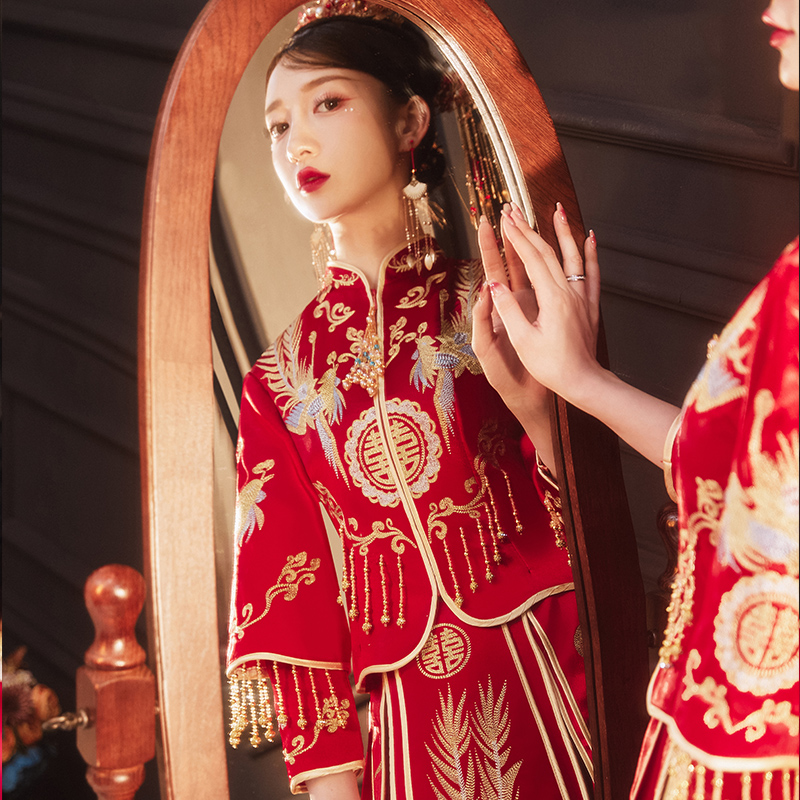 花漾绽放旗舰店秀禾服新娘新款结婚婚纱中式婚服高端礼服女敬酒服龙凤褂秀和1