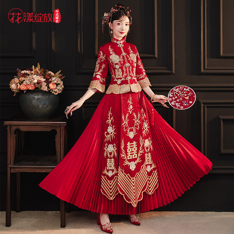 花漾绽放旗舰店秀禾服新款结婚婚纱女新娘礼服中式婚服显瘦敬酒服龙凤褂秀和2
