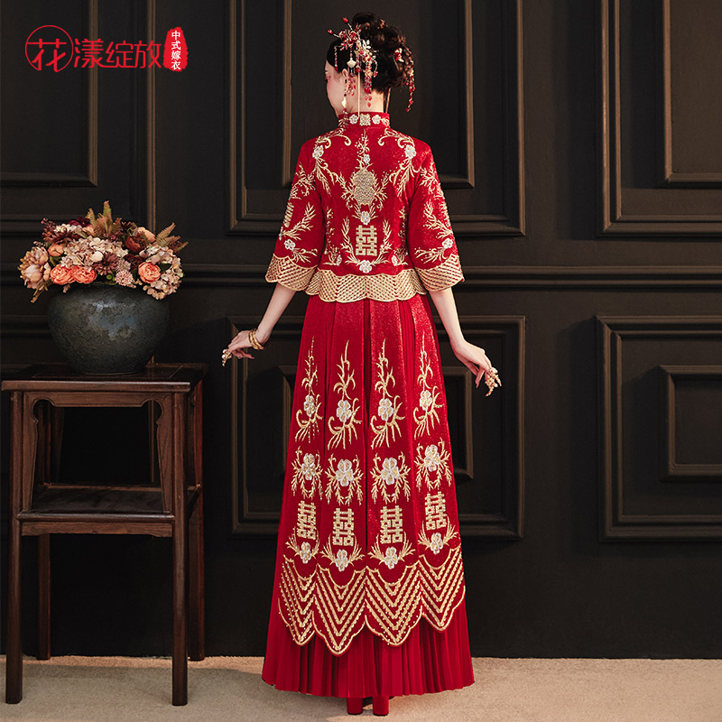 花漾绽放旗舰店秀禾服新款结婚婚纱女新娘礼服中式婚服显瘦敬酒服龙凤褂秀和3