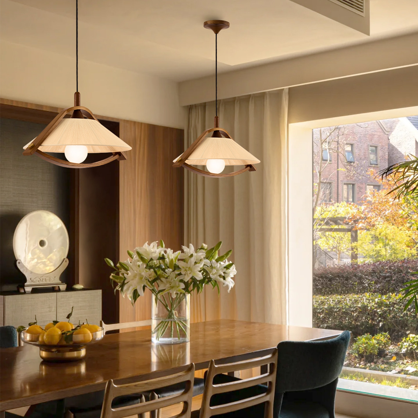 旭呈中古风圆桌餐厅吊灯法式复古餐桌灯书房日式茶室侘寂风灯具,淘宝优惠券,粉丝福利购,淘宝优惠卷