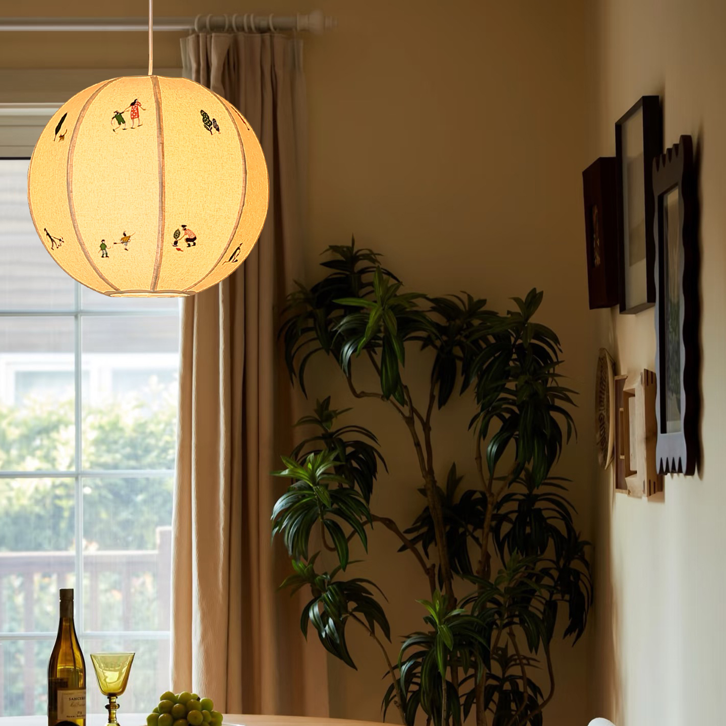 旭呈法式儿童房吊灯卡通男孩女孩可爱卧室灯布艺刺绣奶油风房间灯 - 图2