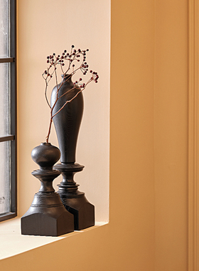 旭呈实木雕刻干花花瓶