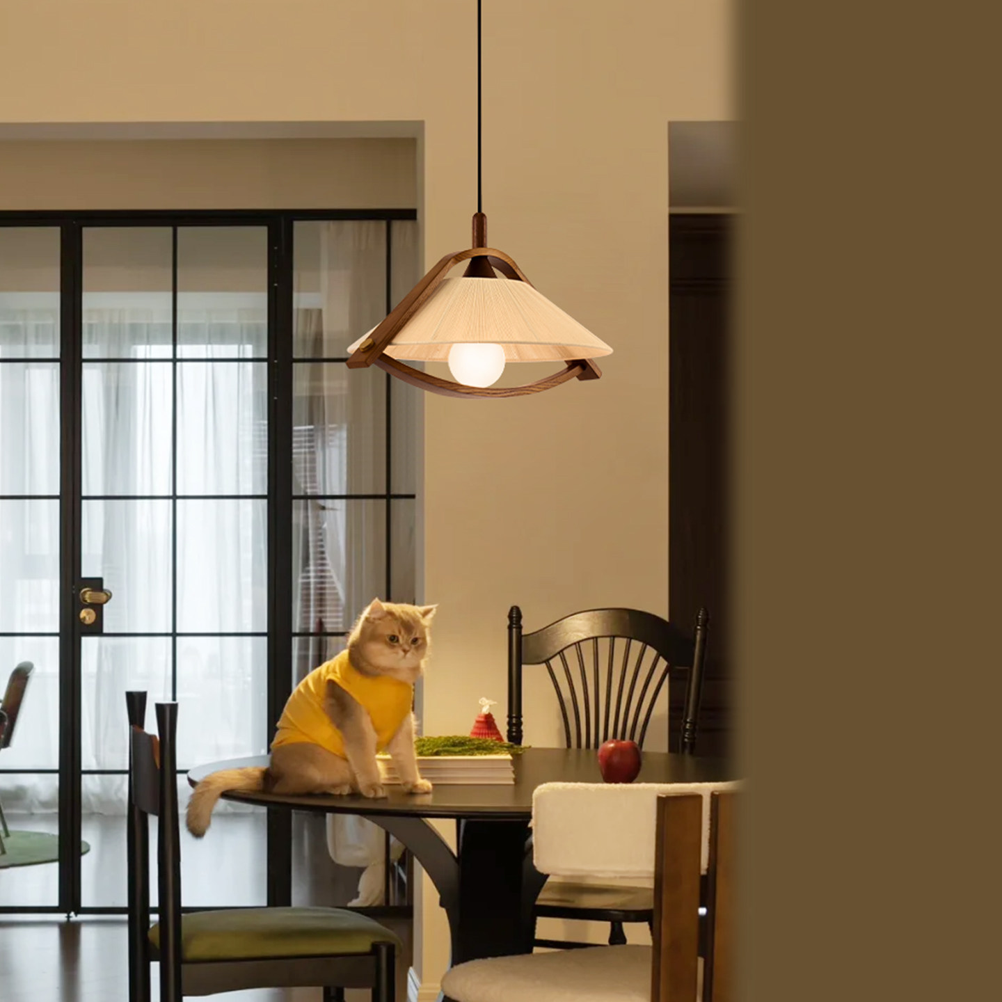 旭呈中古风圆桌餐厅吊灯法式复古餐桌灯书房日式茶室侘寂风灯具,淘宝优惠券,粉丝福利购,淘宝优惠卷