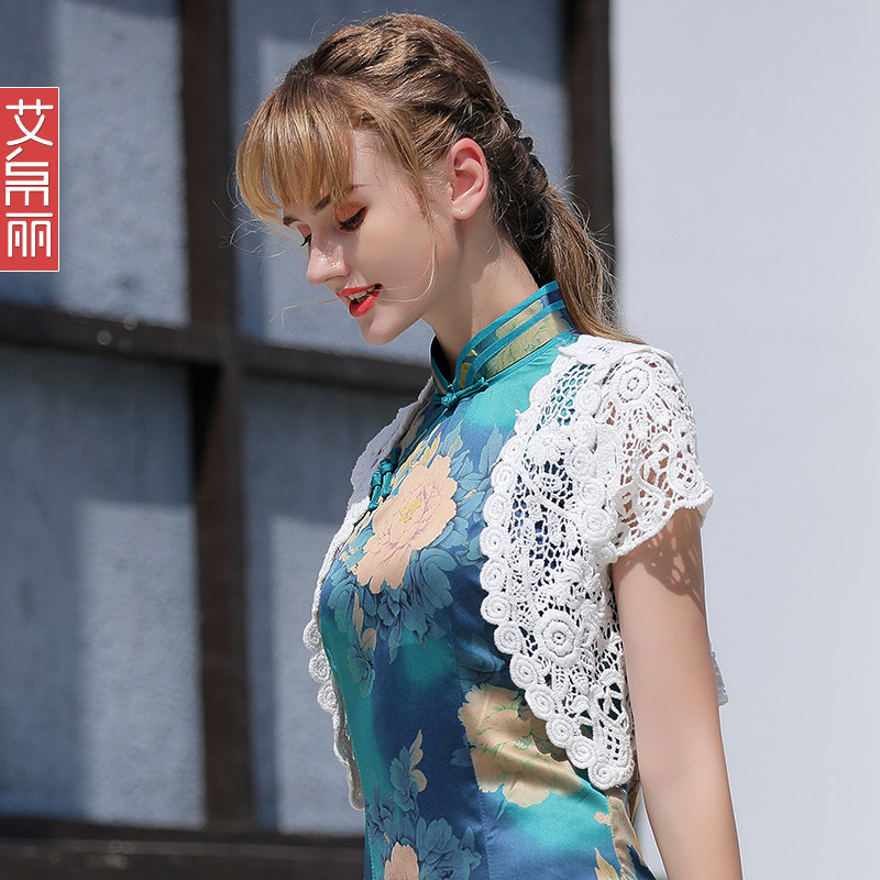 小披肩夏女百搭薄短款蕾丝短袖裙子 艾帛丽短外套