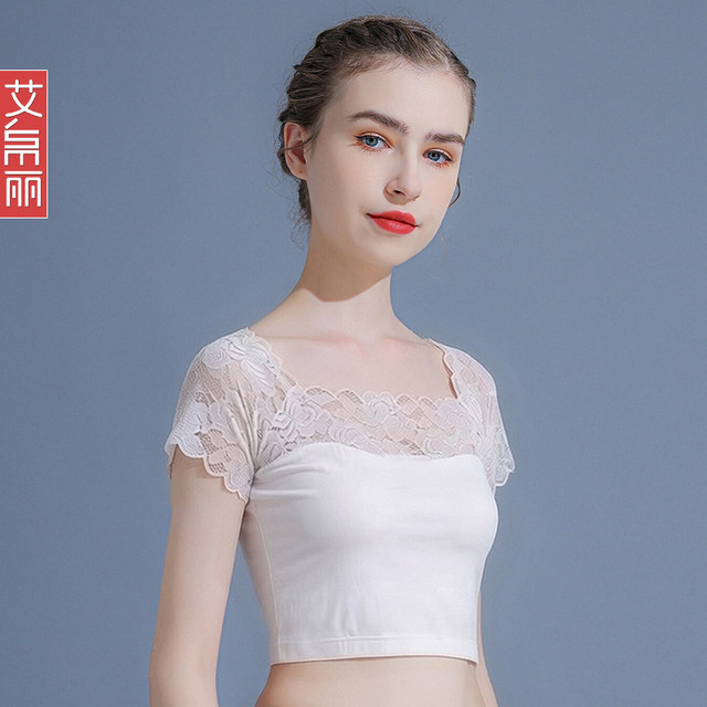 ເສື້ອຍືດສີດຳ Modal lace ເຄິ່ງ