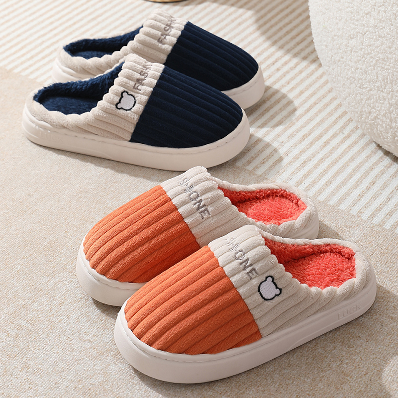 棉拖鞋毛毛绒家居家室内家用拖鞋待客人用秋冬季厚底防滑男女冬天 - 图0