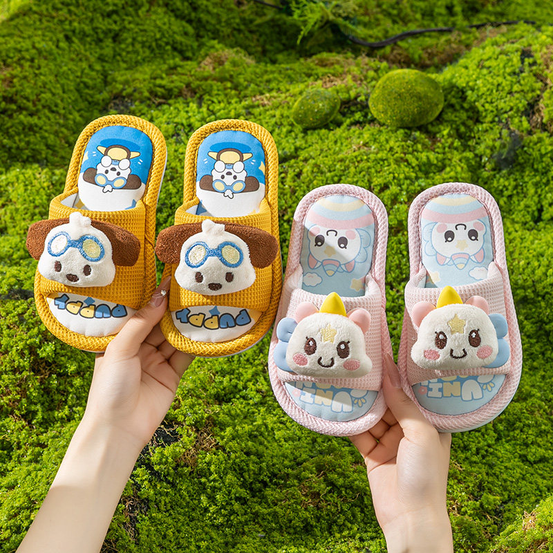 儿童亚麻拖鞋男童四季室内居家用防滑春季女童宝宝男孩夏季布拖鞋,淘宝优惠券,粉丝福利购,淘宝优惠卷