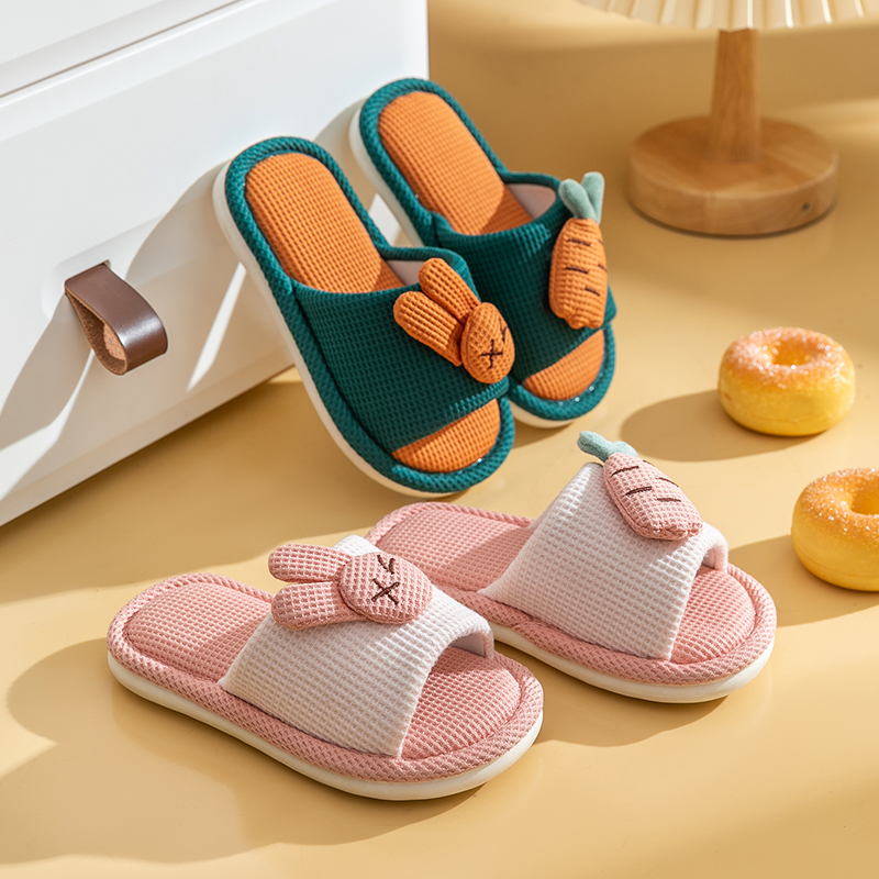 儿童亚麻拖鞋亲子可爱家居室内男童防滑女童春秋四季夏季女孩夏季