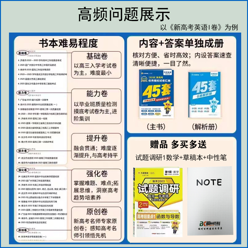 福建专版2024金考卷高考45套全国各省市高考冲刺优秀模拟试卷汇编物理化学生物语文数学英语新高考高三总复习资料模拟试卷真题卷 - 图1