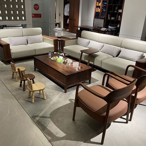 北美黑胡桃木沙发现代简约客厅小户型2026新款真皮直排沙发定制 - 图3