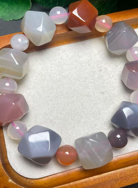 天然波斯玛瑙八角切面单圈手链 约15毫米左右