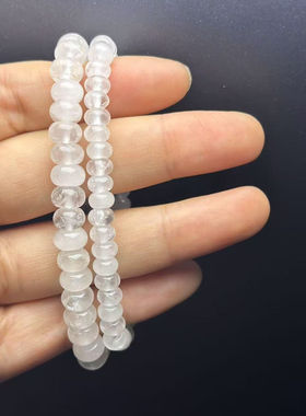 天然  白水晶 盘珠 单圈手链  diy配饰简约百搭礼物
