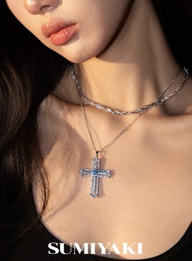 古早感项链满锆十字架项链小众