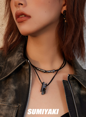 SUMIYAKI黑金锡箔双层绳结项链