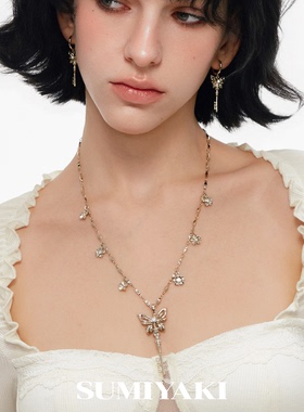 蝴蝶钥匙项链女小众吊坠锁骨链女