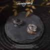 Feather series niche high-end rings for women liquid metal light luxury pair ring couple gifts