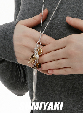 做旧古着防银小鱼毛衣链项链