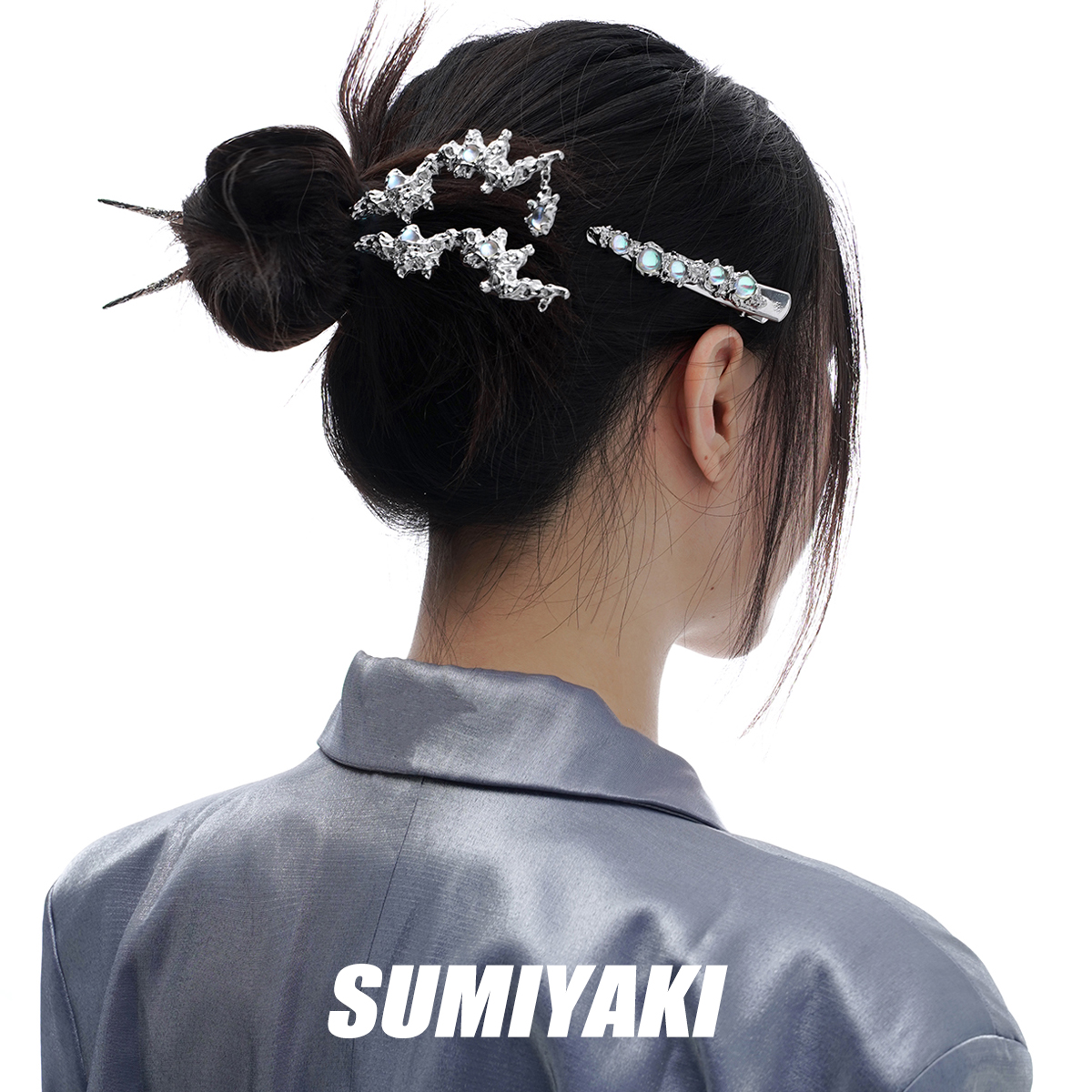 SUMIYAKI 月蚀系列发簪原创设计新中式月光石发饰小众高级感发箍 - 图1