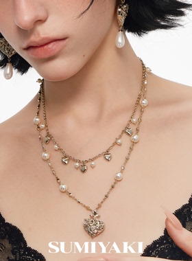 SUMIYAKI双面浮雕爱心双层项链