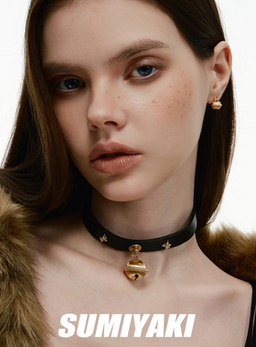 圣诞新年铃铛皮革项链choker